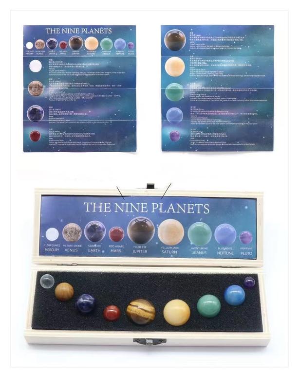 Nine Planets Gem Stones Planets Decorations Solar System Model Handmade Space Home Office Desk Decorations Creative Gift for Men, Women