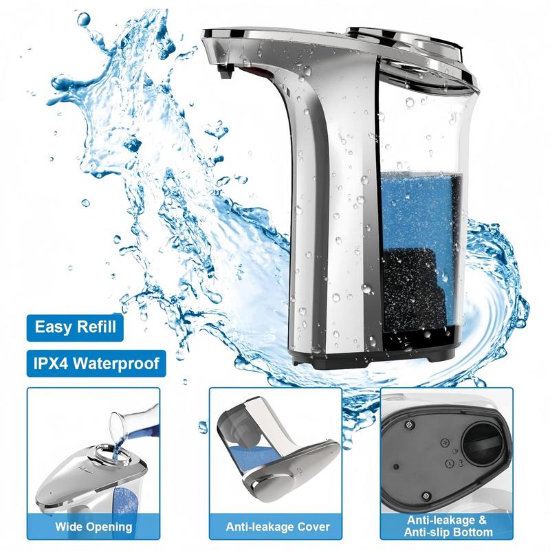 Kitchen Soap Dispenser Automatic Soap Dispenser, 1 Count 17oz 500ml Touchless Dish Soap Dispenser with Upgraded Infrared Sensor & 5 Adjustable Soap Levels,  Kitchen Soap Dispenser Cleaning Supplies, Summer for Gift, Kitchen Gadgets, Kitchen Accessories