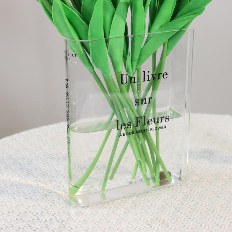 Clear Book Design Acrylic Vase Without Flower, 1 Count Spring Decor 2024, Decorative Vase for Home Office Desktop, Gift for Mom