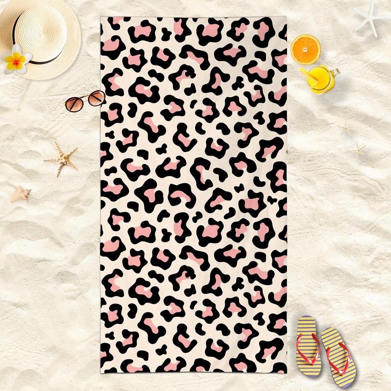 Leopard Print Beach Towel, Beach Blanket, Mat, Soft Absorbent Swimming Towel, Lightweight Quick-drying Towel for Swimming Beach Vacation Camping, Beach Trip, Travel Essentials, Vacation Sets, Swimsuit for Women 2024, Gifts