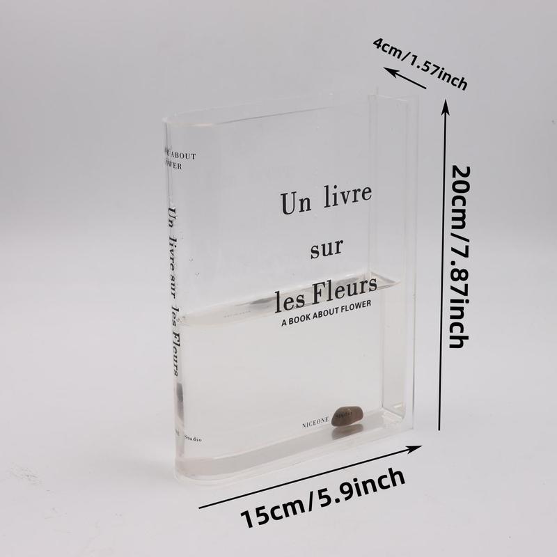 Clear Book Design Acrylic Vase Without Flower, 1 Count Spring Decor 2024, Decorative Vase for Home Office Desktop, Gift for Mom