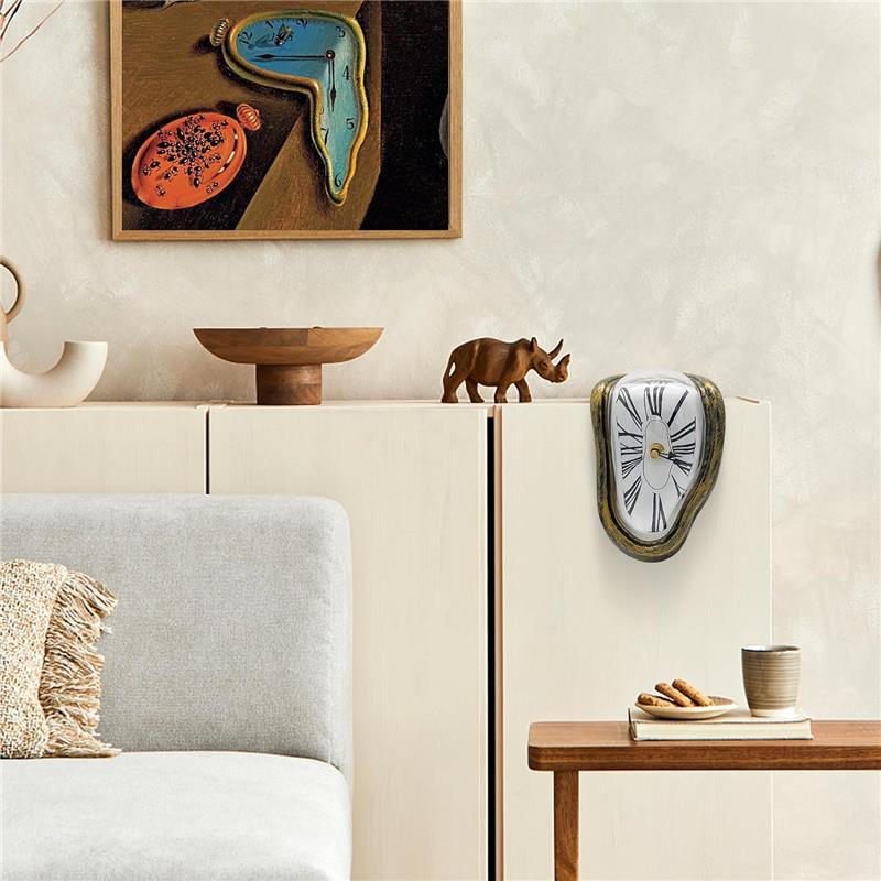 Melting Clock Salvador Dali Melting Clock, Funny Melted Clock Decor Maximalist Decor Melting Clock Wall for Decorative Home Office Shelf Desk Table Funny Creative Gift Artwork Decoration