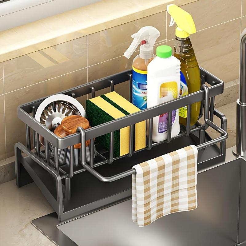 Kitchen Sink Storage Rack, Sink Caddy, Multifunctional Durable Cleaning Tool Storage Rack, Home Organizer for Kitchen & Bathroom