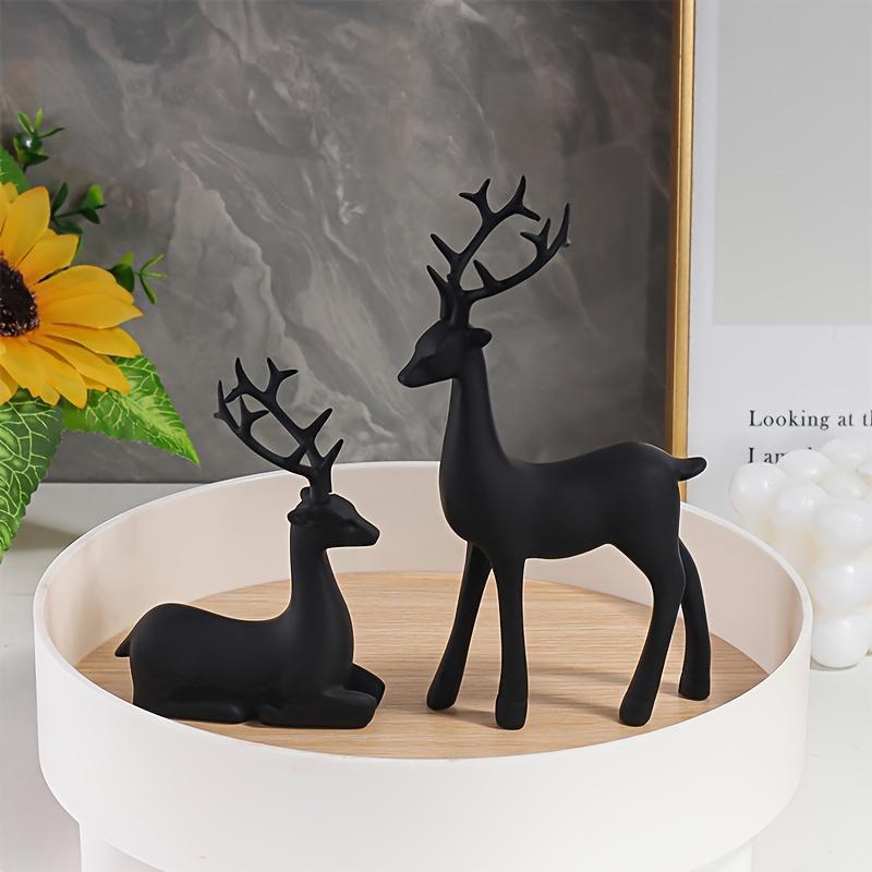 Deer Design Resin Ornament, 2 Counts Creative Desktop Decoration, Home Decor for Living Room, Office, Bookshelf, Tabletop