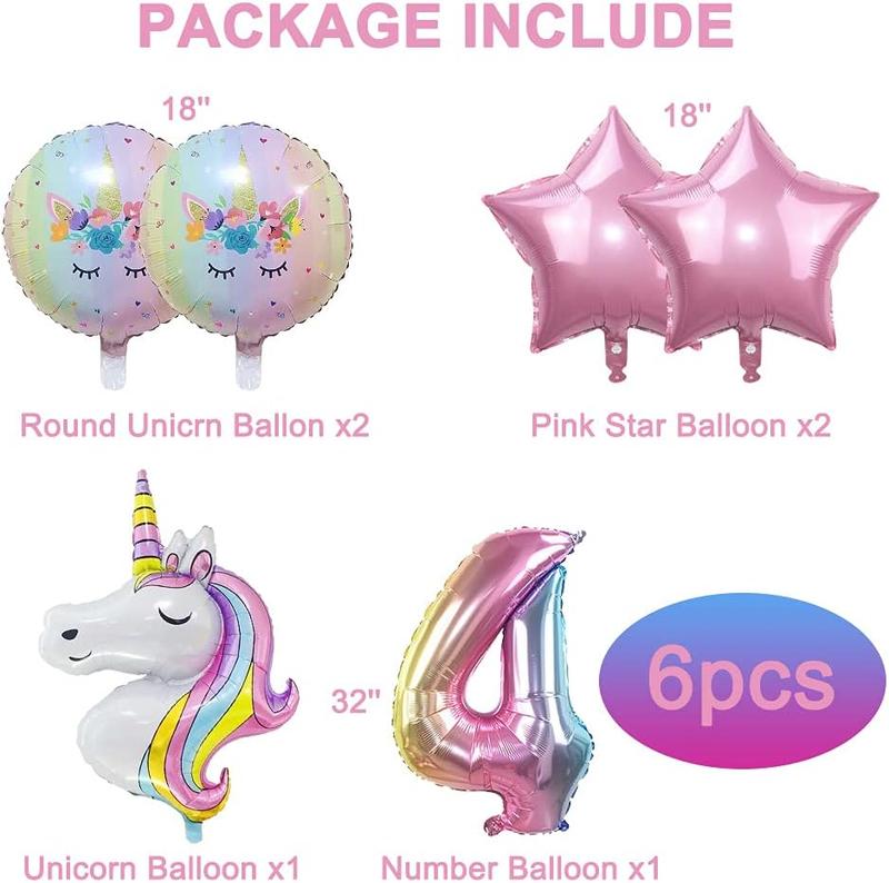 Unicorn Balloons Unicorn Birthday Party Decorations for Girls Foil Balloons Set Macaron and Rainbow Balloon Wedding  Shower Party Supplies (4)