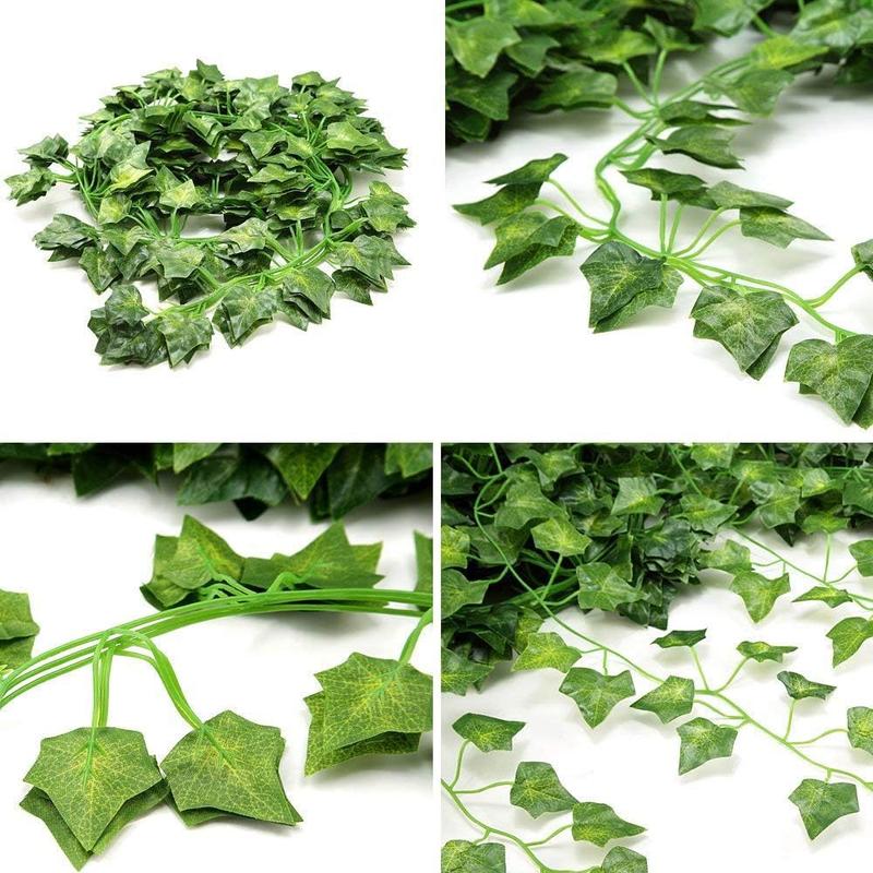 12 Pack Fake Vines for Room Decor Artificial Ivy Garland with Clip Green Flowers Hanging Plants Faux Greenery Leaves Bedroom Aesthetic Decor