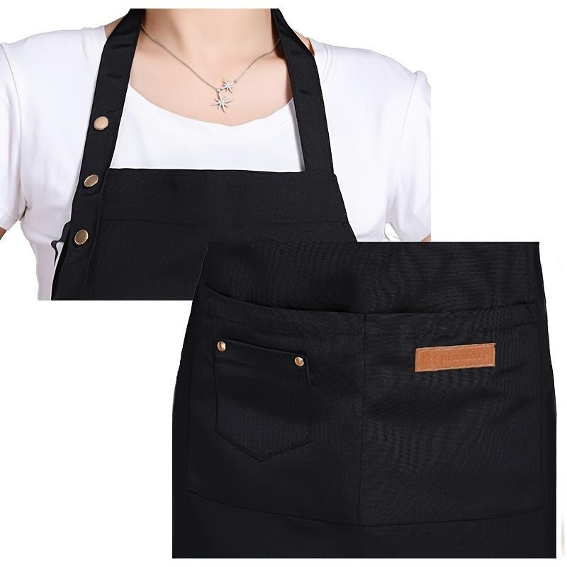 Waterproof & Oil-proof Apron, 1 Count Adjustable Bib Apron, Kitchen Cooking Apron for Home Restaurant, Fashionable Working Apron