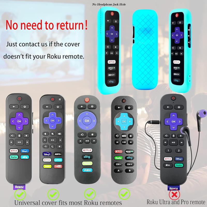 2 Pack Remote Case Battery Cover for TCL Roku Smart TV Steaming Stick Remote, Silicone Protective Controller Universal Sleeve Skin Glow in The Dark Blue and Green Light