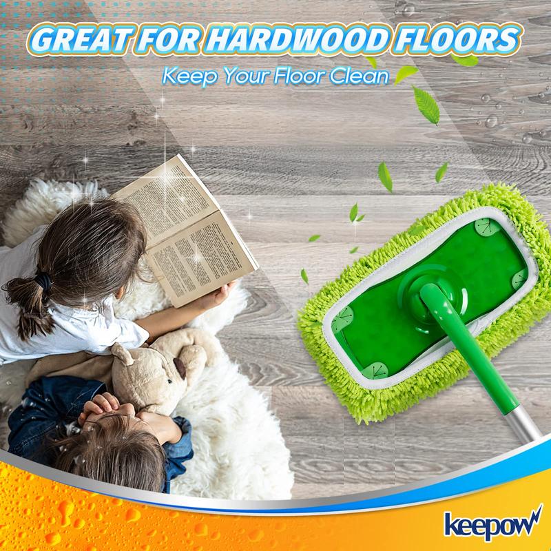 KEEPOW 5701M Reusable Microfiber Mop Pads Compatible with Swiffer Sweeper Mop 4 Pack (Mop is Not Included)