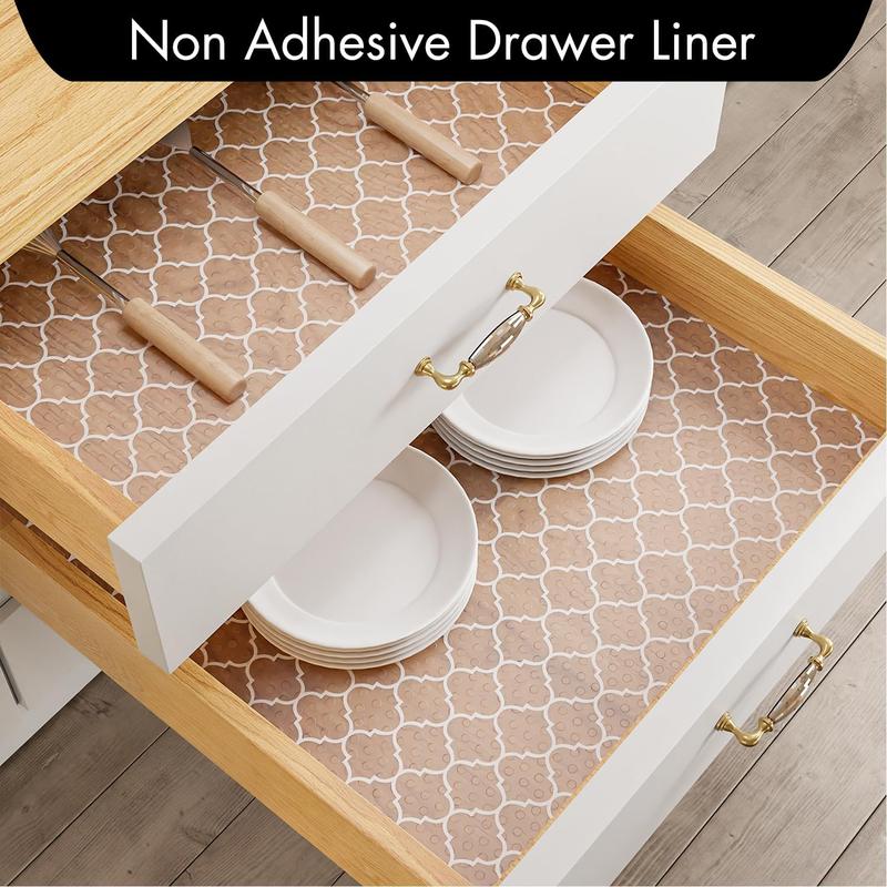 Shelf Liner – Non-Slip Shelf Liners for Kitchen Cabinets – Waterproof Shelf Paper with Modern Pattern – Durable EVA Cabinet Liners