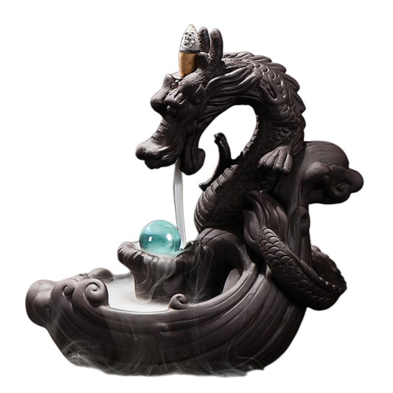 Creative Dragon Design Incense Burner, 1 Count Chinese Censer with Lucky Feng Shui Ball, Home Decor Supplies for Living Room Bedroom Office