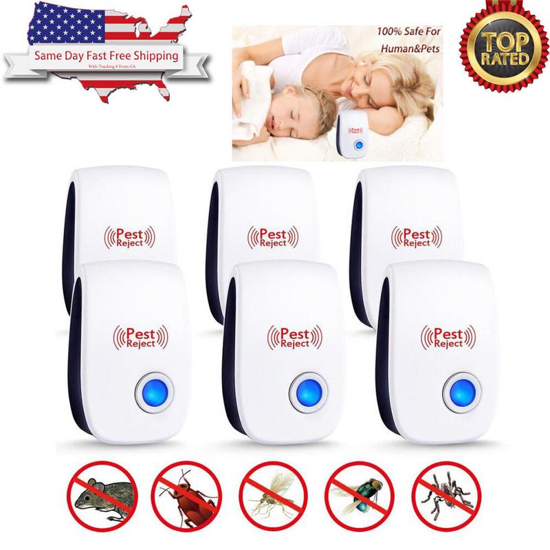 6 Pack Ultrasonic Pest Repeller Electronic Control Repellent Mice Rat Reject USA