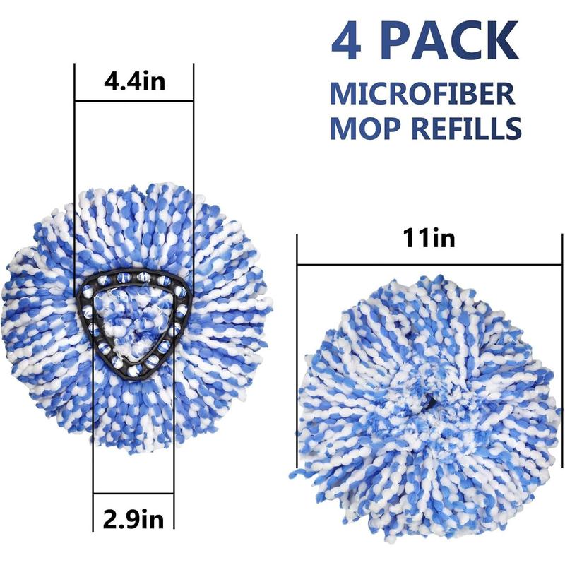 Spin Mop Replacement Head - 4 Pack RinseClean Mop Refills Compatible with O-Cedar Triangle Spin Mop, Microfiber Mop Replace Head Easy Cleaning Floor Head Mop (for 2 Tank System ONLY)