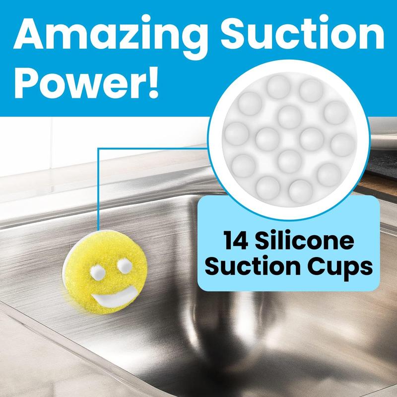 Berkland Sponge Holder for Smiley Scrub with 14 Suction Cups for Superior Stick Kitchen Sink Scrub Caddy for Happy Daddy Face Sponge Scrubber Smooth