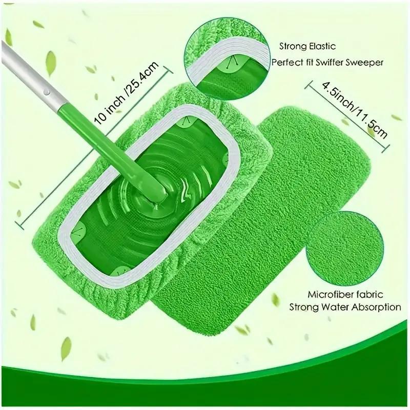 Wet & Dry Mop Cloth Set, 4 Counts Durable Mop Cloth, Easy To Clean Design, Household Cleaning Supplies for Home Kitchen Bathroom