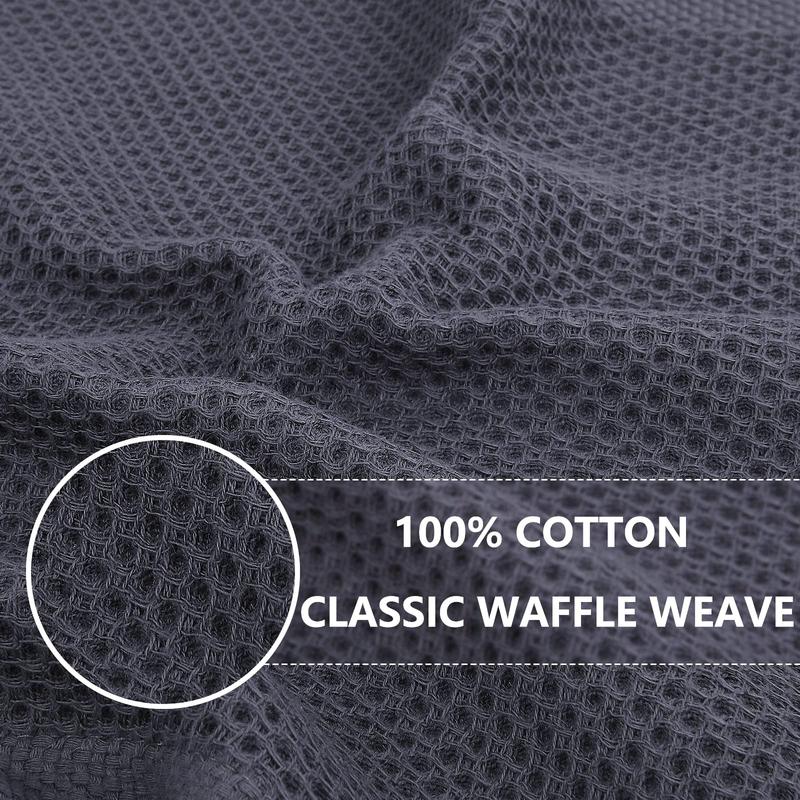 100% Cotton Waffle Weave Kitchen Dish Cloths, Ultra Soft Absorbent Quick Drying Dish Towels, 12x12 Inches, 6-Pack, Dark Grey