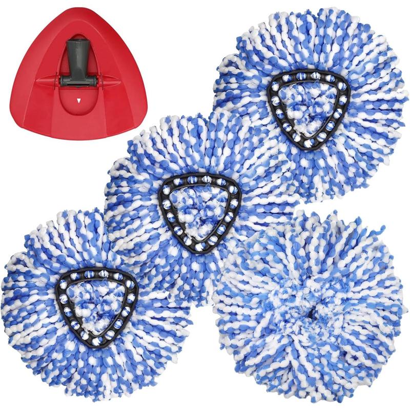 Spin Mop Replacement Head - 4 Pack RinseClean Mop Refills Compatible with O-Cedar Triangle Spin Mop, Microfiber Mop Replace Head Easy Cleaning Floor Head Mop (for 2 Tank System ONLY)