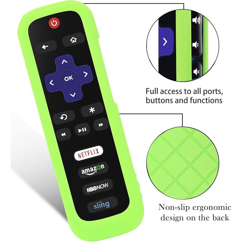 2 Pack Remote Case Battery Cover for TCL Roku Smart TV Steaming Stick Remote, Silicone Protective Controller Universal Sleeve Skin Glow in The Dark Blue and Green Light