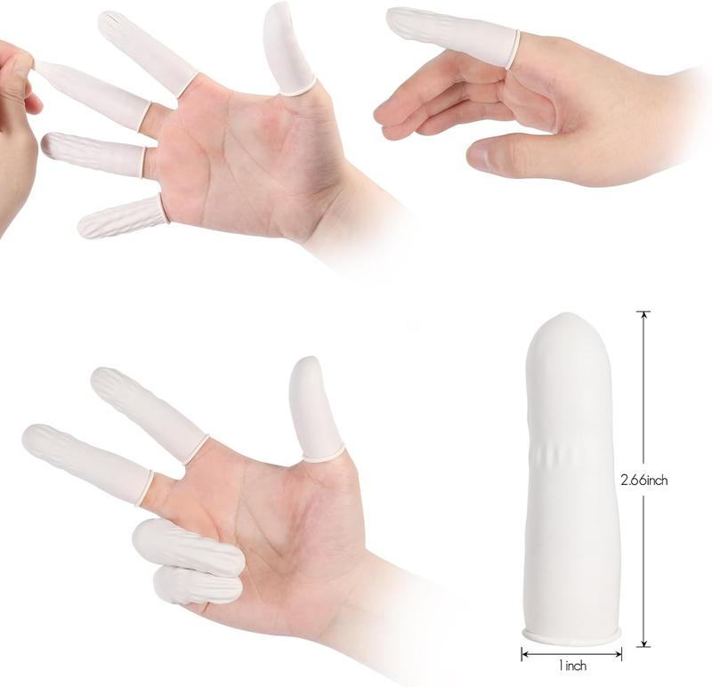 White Latex Finger Cots Finger Protectors, Disposable Medium-Sized Finger Gloves, Fingertip and Finger Sleeve Protector,Latex Thumb Protector for Finger Tips (Approx.210 PCS)