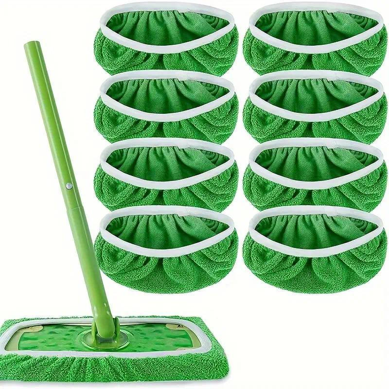 8pcs Premium Microfiber Reusable Mop Replacement Pads-Effective Dust Removal Durable,Wet and Dry Use - Perfect for Bathroom, Bedroom, Kitchen,