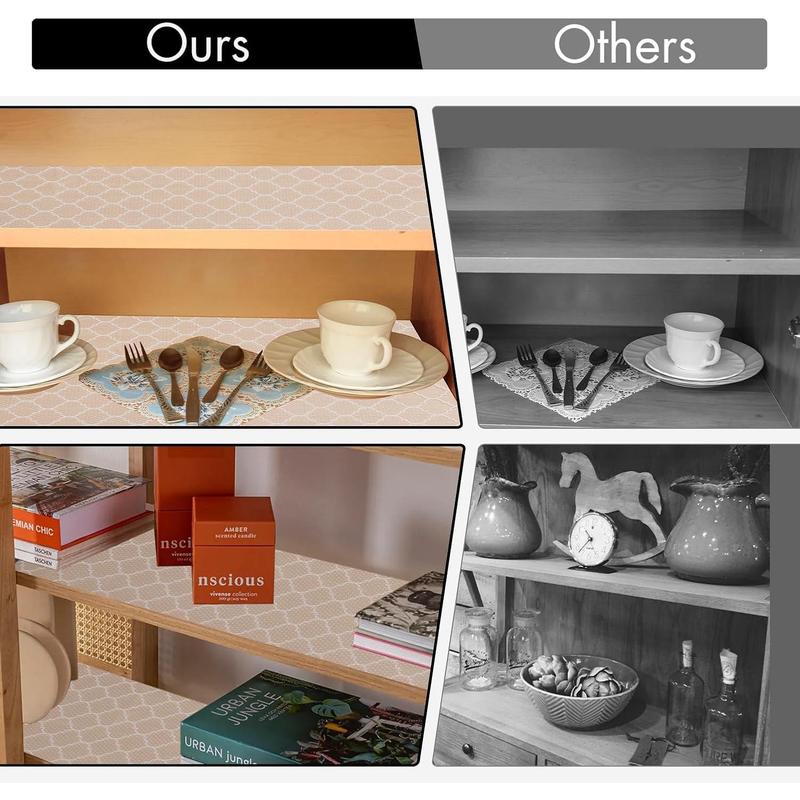 Shelf Liner – Non-Slip Shelf Liners for Kitchen Cabinets – Waterproof Shelf Paper with Modern Pattern – Durable EVA Cabinet Liners