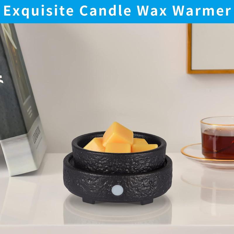 Ceramic Wax Melt Warmer Fragrance, 3 in1 Electric Candle Wax Warmer, Scented Wax Melt Wax Cubes Melter Fragrance Warmer for Home,Office, Birthday Gifts for Women Mom(Black)