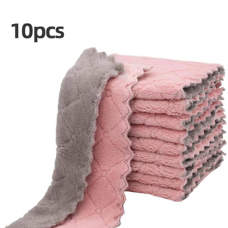 Household Cleaning Cloth (10pcs), Soft Absorbent Dish Cloth, Household Wipe Hand Quick Drying Handkerchief for Bathroom, Kitchen