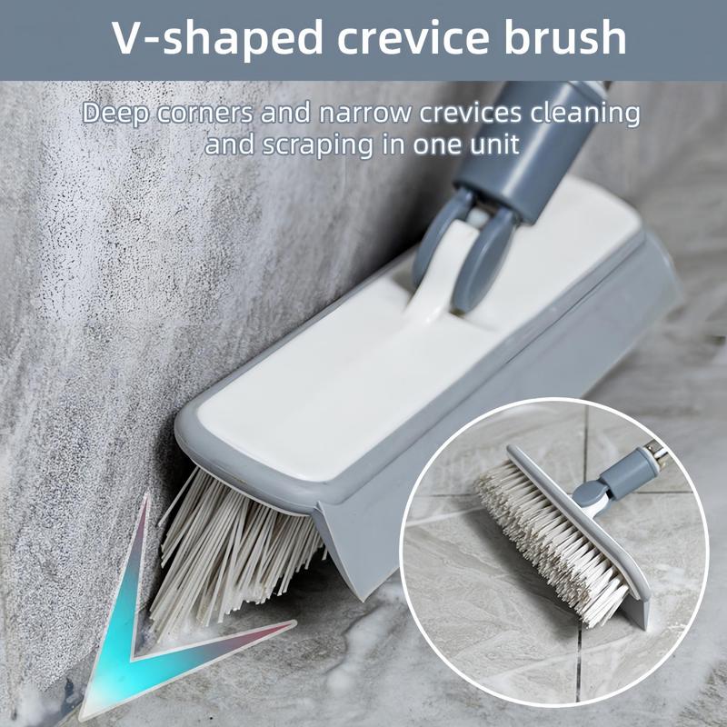 Bathtub Tile Scrubber Brush, 1 Set Adjustable Telescopic Pole Hard Bristle Floor Brush with 4 Brush Heads, Multifunctional Household Cleaning Brush