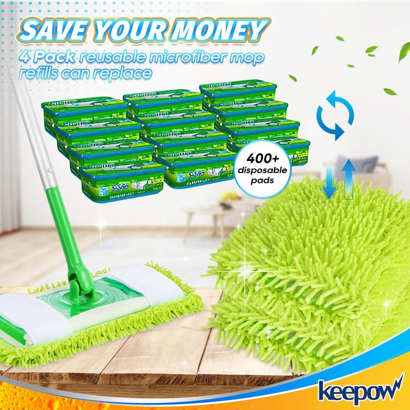 KEEPOW Reusable Microfiber Mop Pads Compatible with Swiffer Sweeper Mop  2+2+2 Pack (Mop is Not Included)