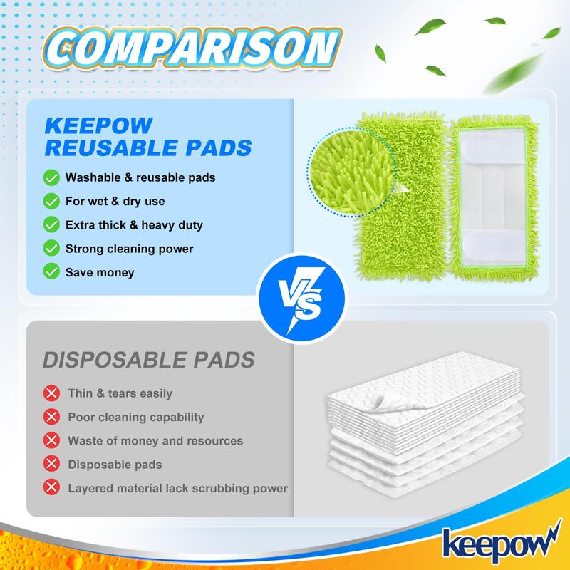 KEEPOW Reusable Microfiber Mop Pads Compatible with Swiffer Sweeper Mop  2+2+2 Pack (Mop is Not Included)