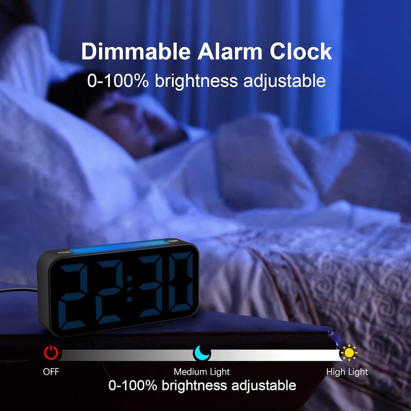 Loud  Clocks for Bedrooms Heavy Sleepers, Digital Clock with Night Light, Large Display, Dual , Snooze, Dimmable Bedside  Clock for  Teens Boys Girls