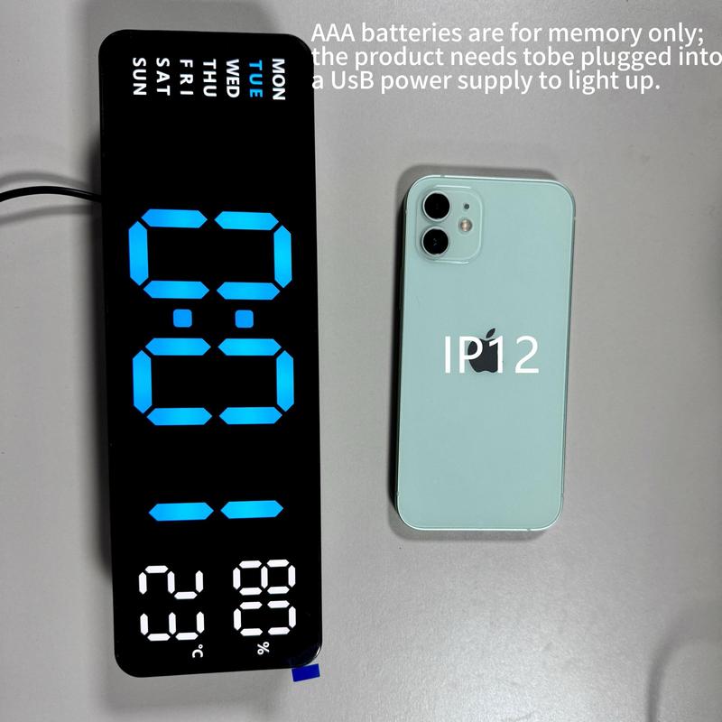 Modern Simple Digital Clock, 1 Count Multifunctional Hangable Alarm Clock, Large Digital Clock with Alarm Function, Suitable for Home Office Bedroom [Battery Required, without Battery]