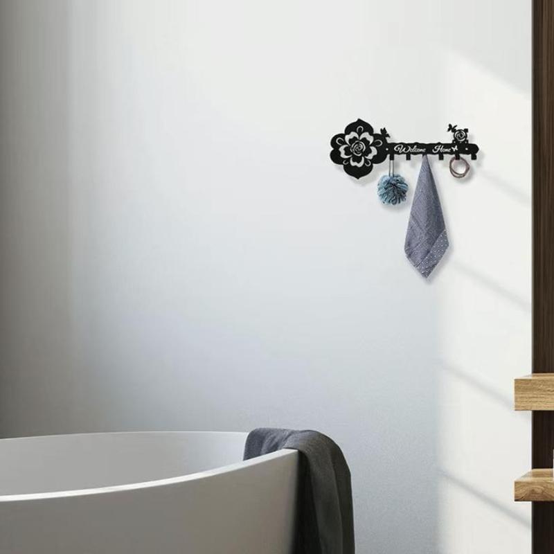 Rose & Butterfly Design Hook, Hollow Out Iron Hook, Creative Decorative Hook for Bathroom, Porch, Kitchen, Living Room