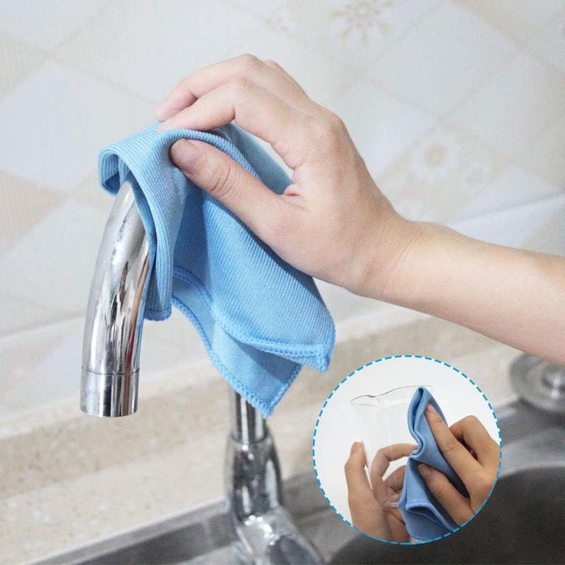 Microfiber Towel Cleaning Cloth, 8 Count Microfiber Glass Cleaning Clothsfor Glass Windows Mirrors Home Kitchen Car, 12x12 inch