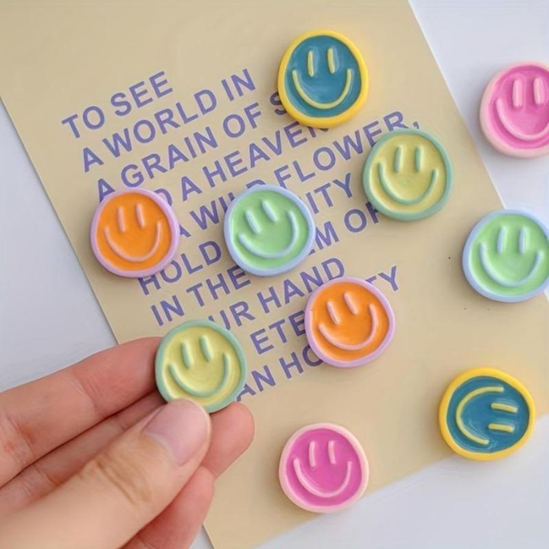 Smiling Face Design Fridge Magnet, 10pcs Random Color Cute Whiteboard Magnet, Decorative Magnet for Refrigerator and Whiteboard, Summer for Gift