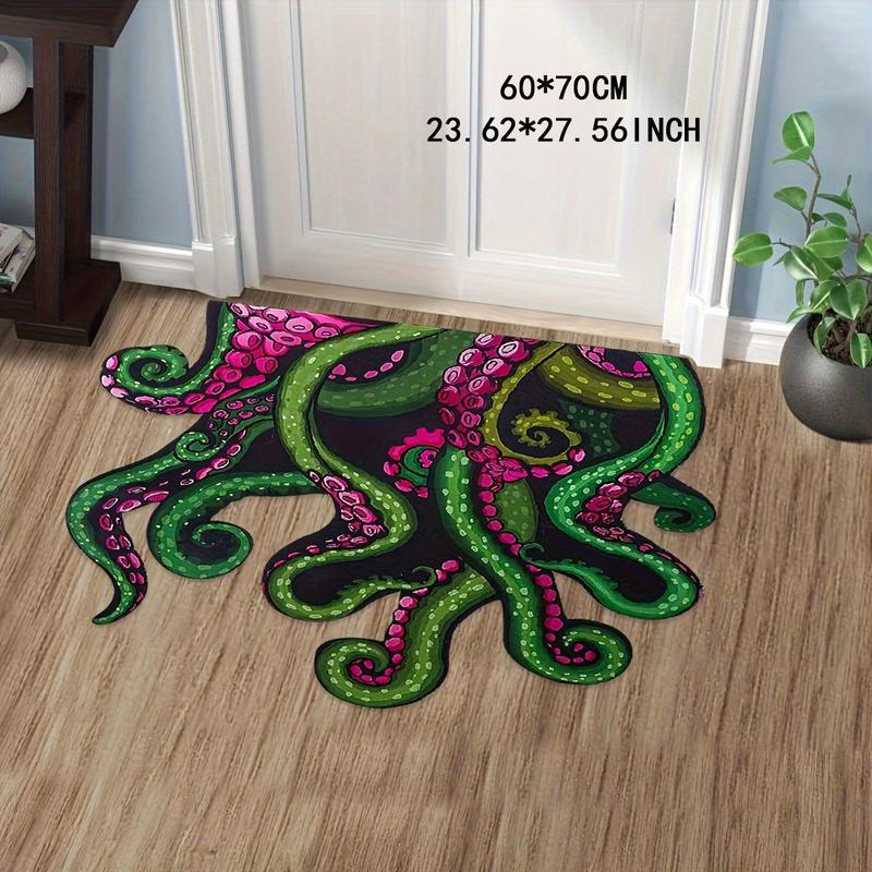 Octopus Graphic Bathroom Mat, Non-slip Absorbent Bathroom Rug, Creative Floor Mat for Home Bathroom Kitchen, Room Decor, Dorm Essentials, Cool Room Decor Rugs, Fall Decor, Christmas Gifts, Christmas Decorations