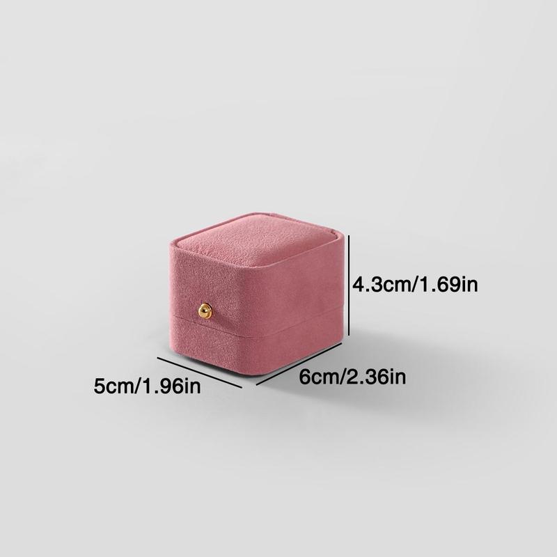 Pink Elegant Flock Fabric Jewelry Box, 1 Count Mini Jewelry Packaging Box with Lid, Jewelry Storage Organizer, Jewelry Organizer for Ring Earrings Necklace