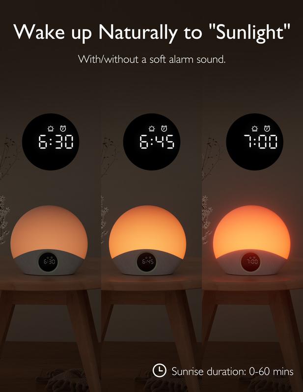 Momcozy Sunrise Alarm Clock Wake Up Light Baby Sound Machine, Adult White Noise Machine with Dimmable Night Light 30 Soothing Sleep Sounds Alarm Clock for Heavy Sleepers