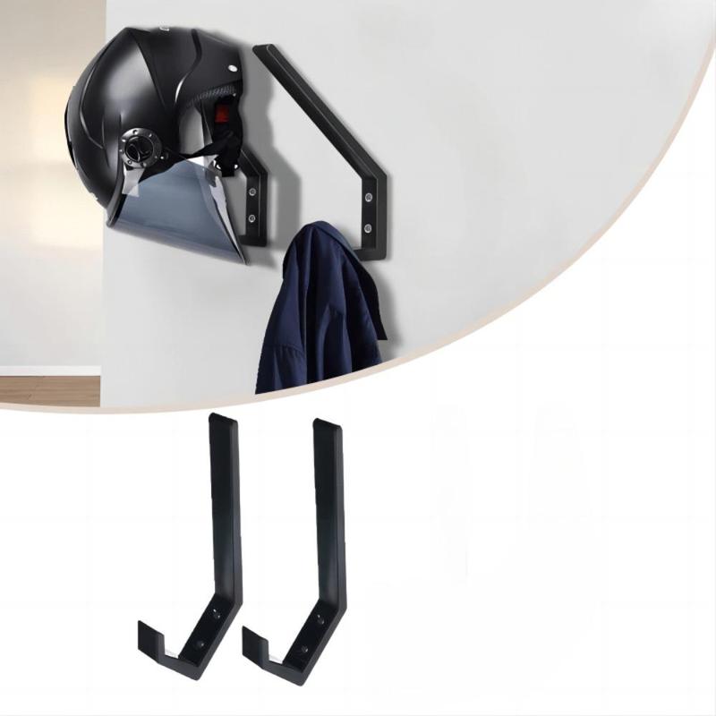 Wall Mounted Helmet & Gear Holder, 2 Counts Wall Hanging Helmet Storage Rack, Home Organizer for Hat, Gloves, Bag, Shoes & Clothes