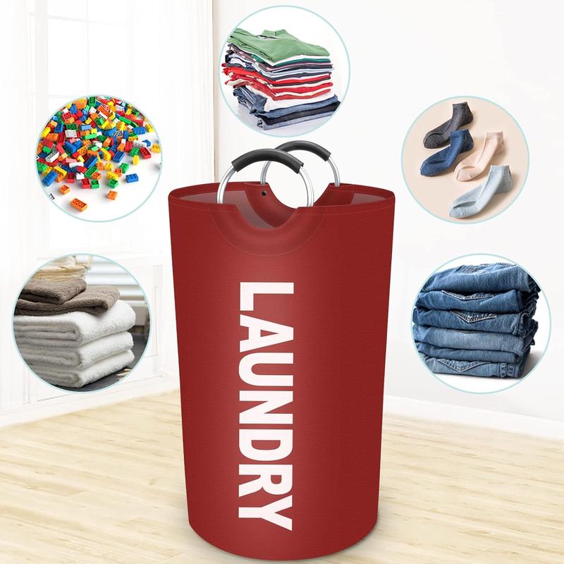 90L Large Laundry Basket, Laundry Hamper, Dirty Clothes Hamper for Laundry, Collapsible,  Laundry Baskets with  Protected Aluminum Handles for Laundry, Dorm, Family (Red)