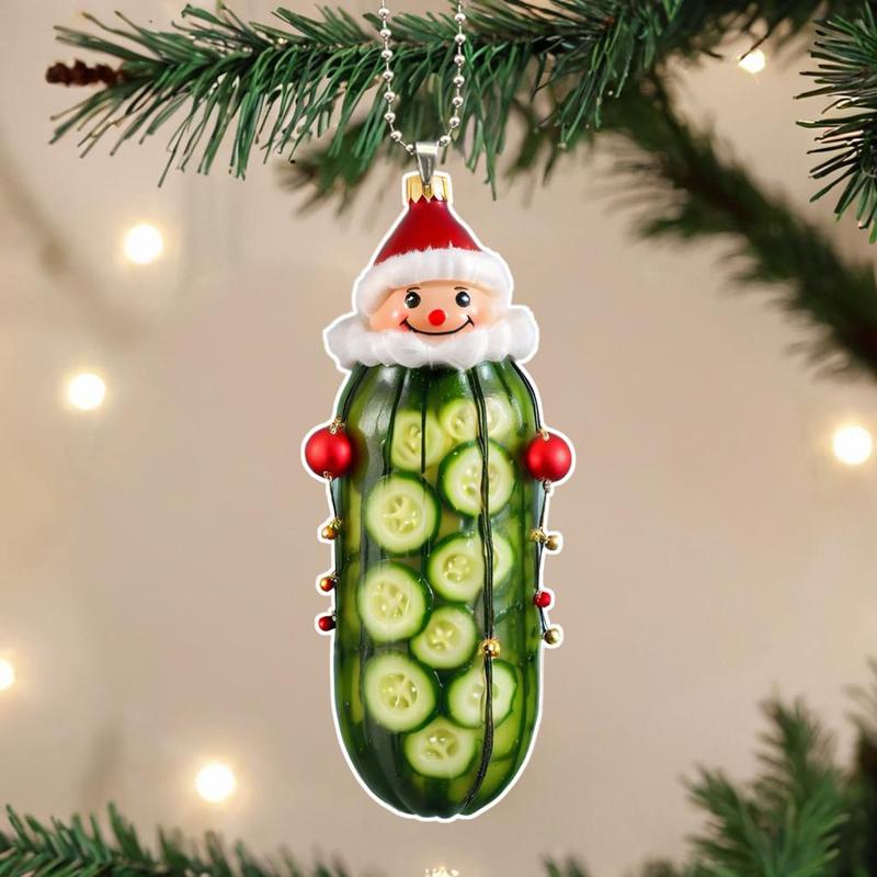 Cucumber Shaped Ornament, 1 Count 2D Creative Cucumber Decoration, Hanging Decoration for Car Interior & Christmas Tree, Festive & Party Supplies