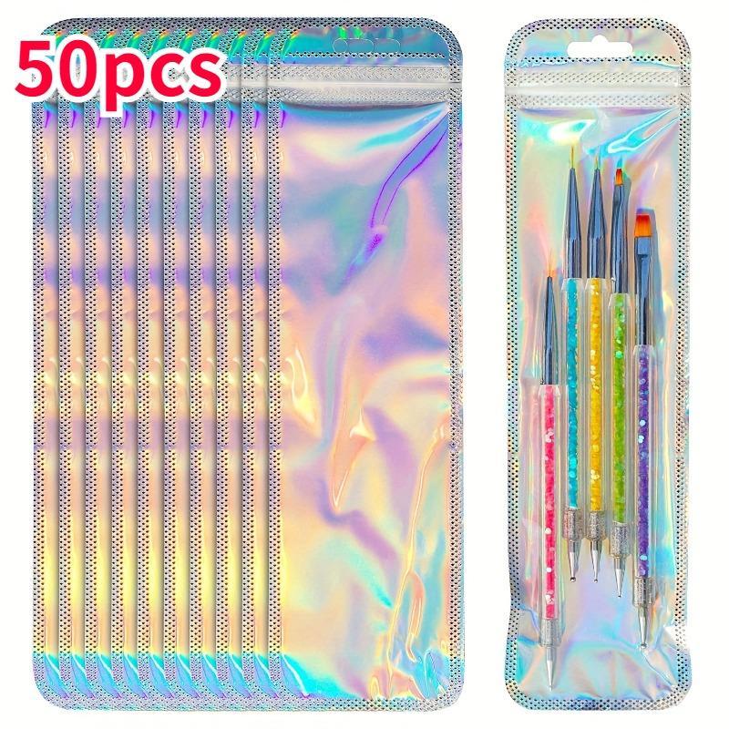 Plastic Bag, 50pcs Self Sealing Bag, Small Strip Shaped Plastic Bag for Desktop Organizer, Small Paint Brush Storage Bag without Paint Brush, School Supplies