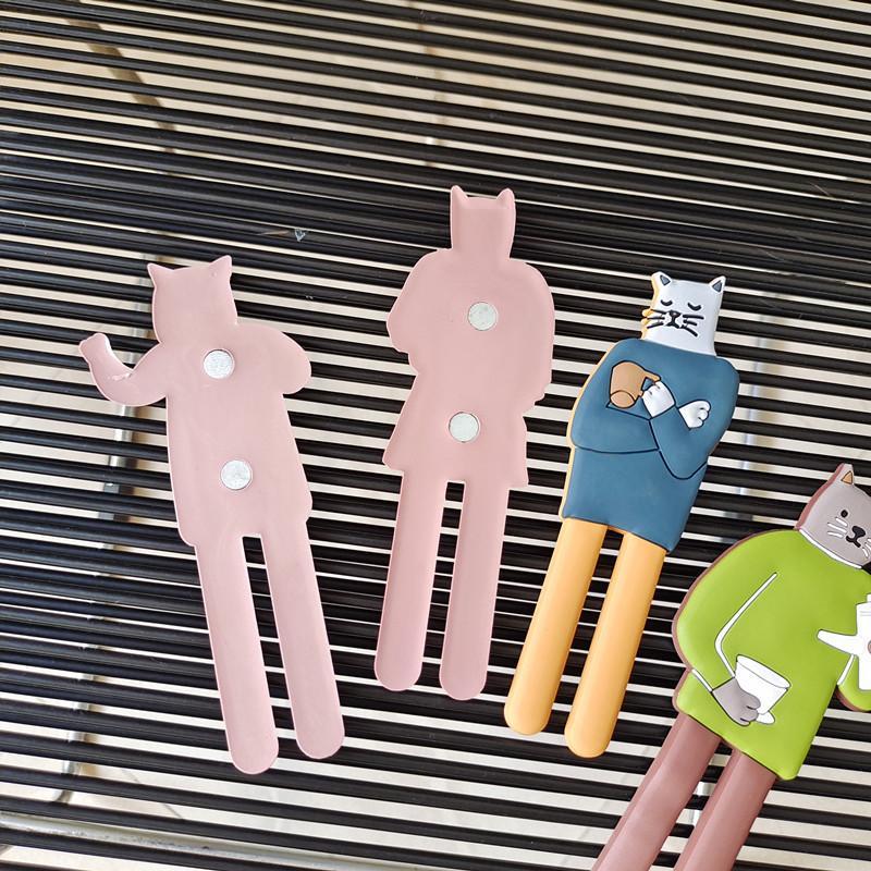 Funny Long-legged Cat Design Refrigerator Magnet, 2 Counts Cute Cat Fridge Magnet, Multifunctional Magnetic Hook for Home Kitchen Office Dormitory