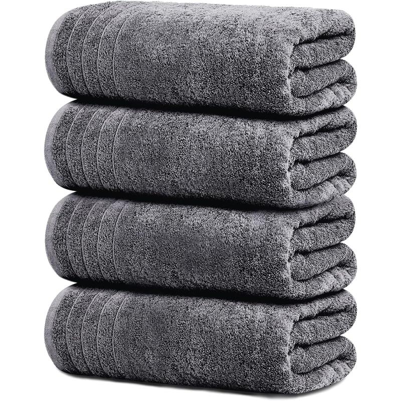 Large Bath Towels,  Cotton, 30 x 60 Inches Extra Large Bath Towels,  Weight, Quicker to Dry, Super Absorbent, Bathroom Towels (Pack of 4, Dark Grey)