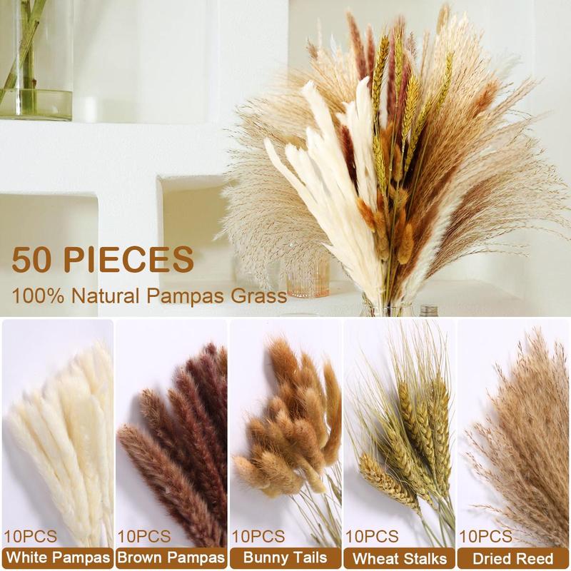 Artificial Reed Bouquet, 100pcs Colorful Faux Flower Bouquet, Bohemian Fake Reed for Wedding Birthday Festival Party Decoration [without Vase]