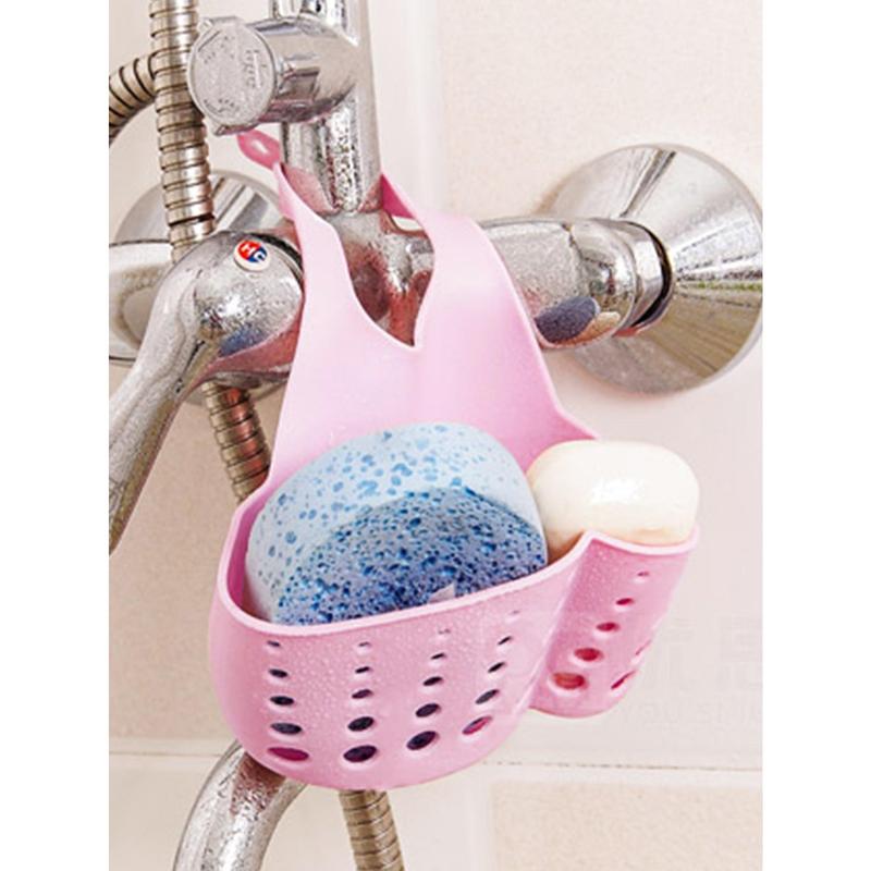 1pc Kitchen Portable Sink Sponge Holder, Rack Hanging Basket Shelf Baskets Drain Bag Strainer Organizer Bath Storage Gadget Tool