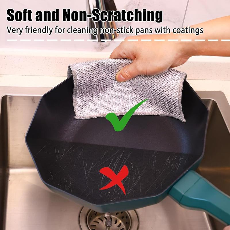 New Upgrade Steel Wire Dishcloth, Double-Layer Steel Wire Cleaning Cloth,Powerful Cleaning Non-Scratch Wire Dishcloth Rag for Cookware, Sinks, Dishes, Stove Tops Kitchen Traditional