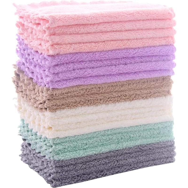 24 Pack Kitchen Dishcloths - Does Not Shed Fluff - No Odor Reusable Dish Towels, Premium Dish cloths, Super Absorbent Coral Fleece Cleaning Cloths, Nonstick Oil Washable Fast Drying (Multicolor)