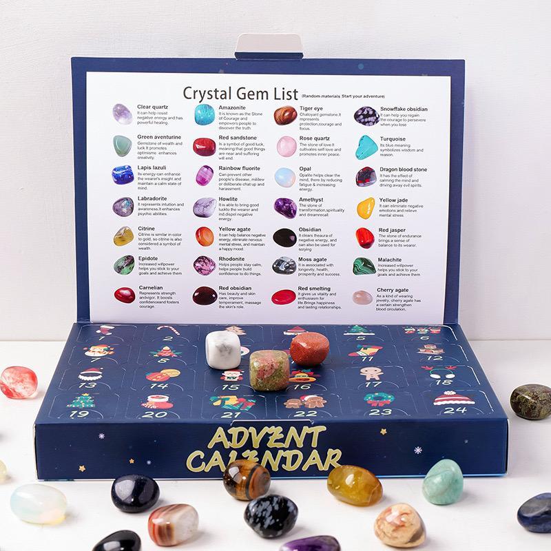 Crystal Gemstone Advent Calendar, 1 Box 24 Days Countdown Calendar, Crystal Gemstone Blind Box for Party Favor Festival Games