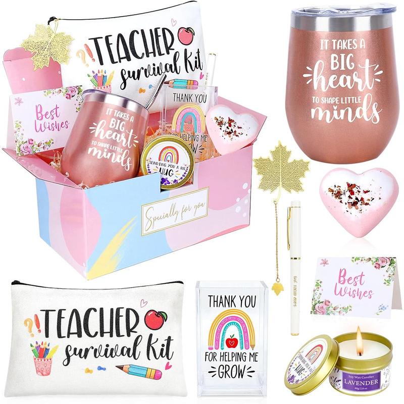 Teacher Gifts for Women,Teacher Appreciation Gifts,Teacher Christmas Gifts,Back to School Gifts for Teachers,Thank You Gifts for New Teacher -Teacher Bag,Candle,Pen Holder,12 oz Teacher Tumbler Set